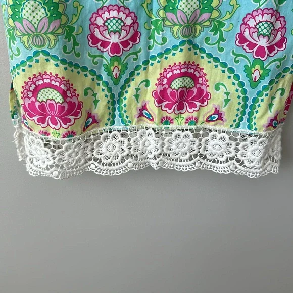 Girls Peaches ‘n Cream Floral Lace Trimmed Tunic Top 6x - Picture 6 of 8